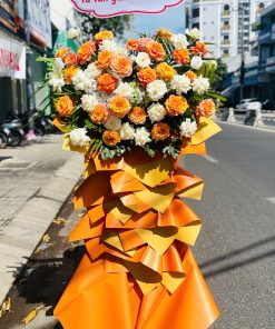 Lẵng Hoa Khai Trương hiện đại tone cam - SSKHKTP1