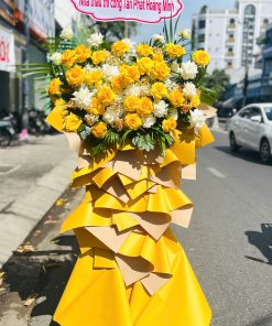 Lẵng Hoa Khai Trương hiện đại tone vàng - SSKHKTP2