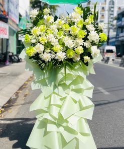 Lẵng Hoa Khai Trương hiện đại tone xanh lá - SSKHKTP3